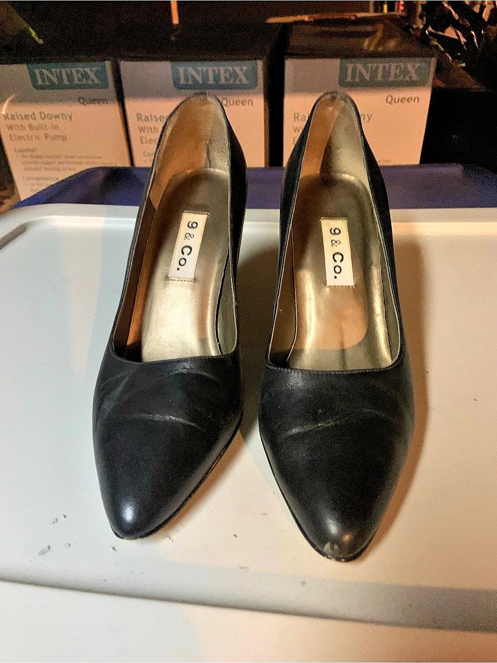 Nine West Black Leather Pointed-Toe Heels US 7.5